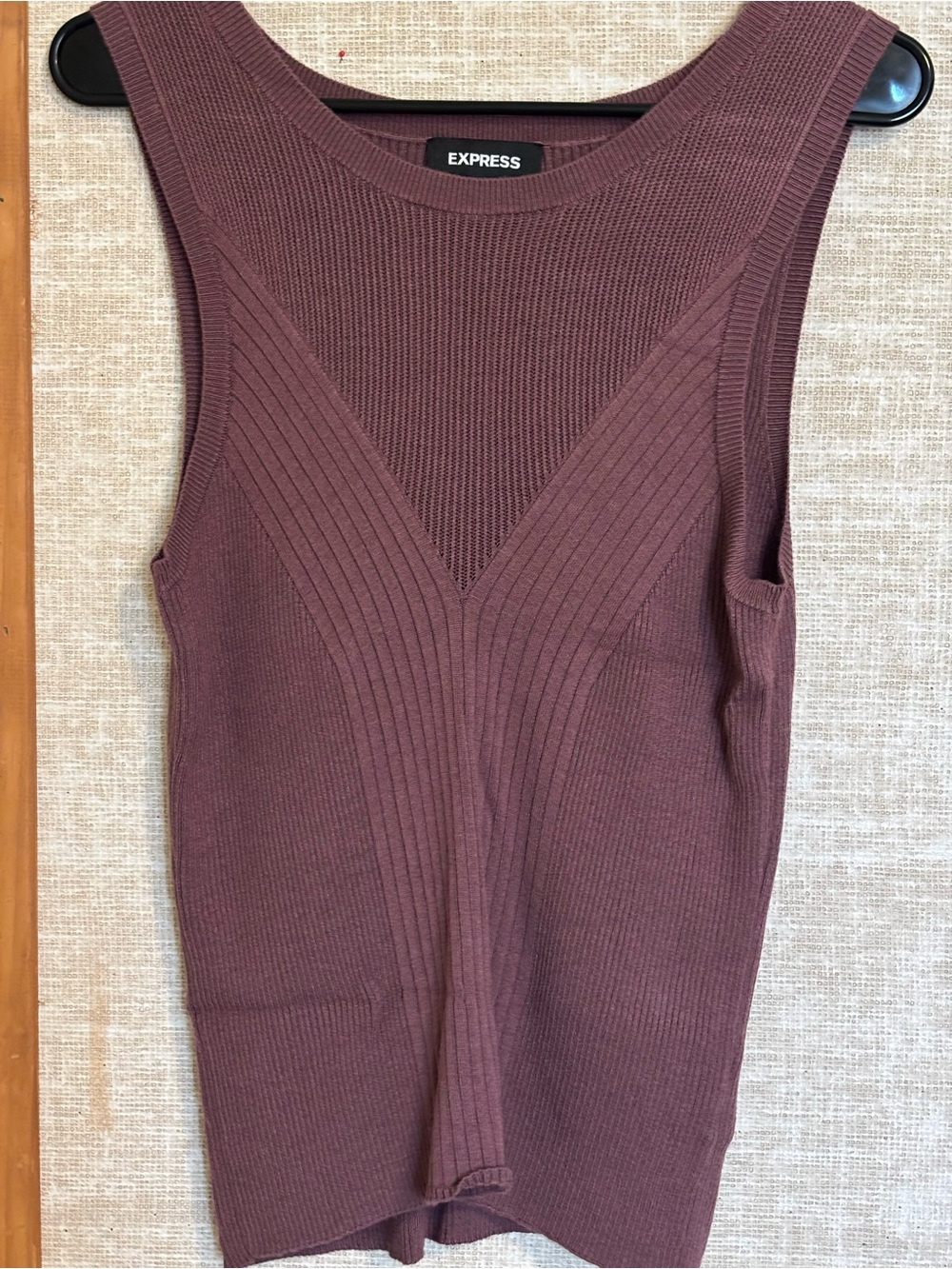 Express Ribbed Sleeveless Knit Tank — Plum